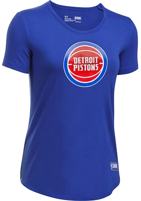Under Armour Detroit Pistons Womens Blue Primary Logo Short Sleeve T-Shirt