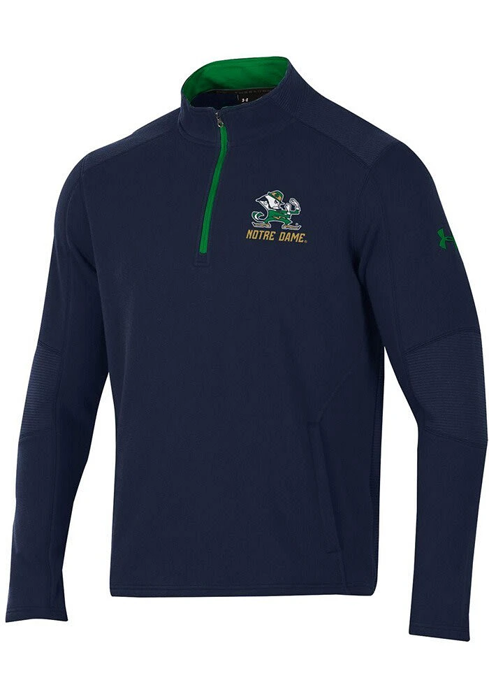 Under Armour Notre Dame Fighting Irish Mens Navy Blue Ridge Long Sleeve Qtr Zip Pullover