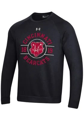 Under Armour Cincinnati Bearcats Mens Black Mascot All Day Fleece Long Sleeve Crew Sweatshirt