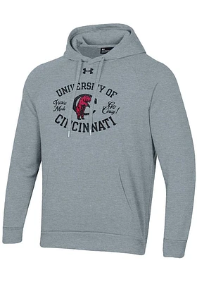 Under Armour Cincinnati Bearcats Mens Grey Wordmark All Day Fleece Long Sleeve Hoodie