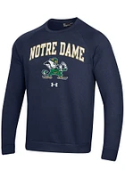 Under Armour Notre Dame Fighting Irish Mens Navy Blue All Day Fleece Long Sleeve Crew Sweatshirt