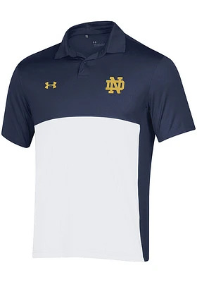 Under Armour Notre Dame Fighting Irish Mens Navy Blue Sideline Football Blocked Short Sleeve Polo