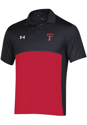 Under Armour Texas Tech Red Raiders Mens Black Sideline Football Blocked Short Sleeve Polo