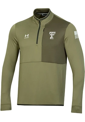 Under Armour Texas Tech Red Raiders Mens Olive Sideline Freedom Long Sleeve Qtr Zip Pullover