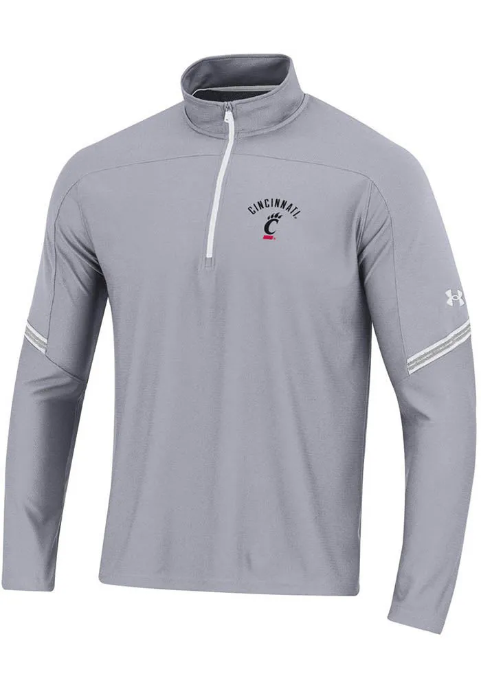 Under Armour Cincinnati Bearcats Mens Grey Gameday Tech Mesh Long Sleeve Qtr Zip Pullover