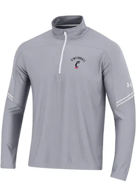 Under Armour Cincinnati Bearcats Mens Grey Gameday Tech Mesh Long Sleeve 1/4 Zip Pullover