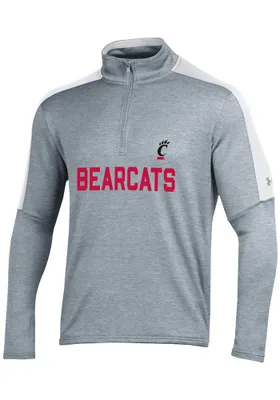 Under Armour Cincinnati Bearcats Mens Grey Gameday Tech Terry Long Sleeve Qtr Zip Pullover