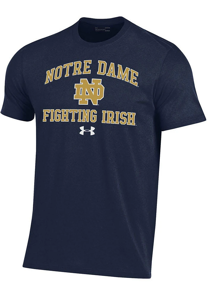 Under Armour Notre Dame Fighting Irish Navy Blue Wordmark Performance Cotton Short Sleeve T Shirt