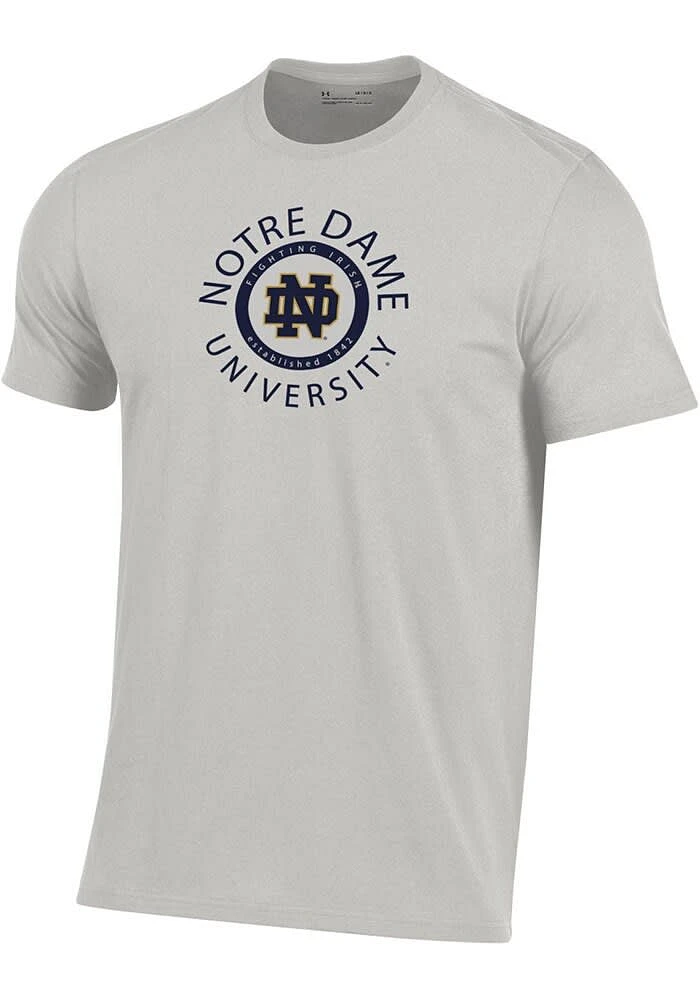 Under Armour Notre Dame Fighting Irish Grey Wordmark Performance Cotton Short Sleeve T Shirt