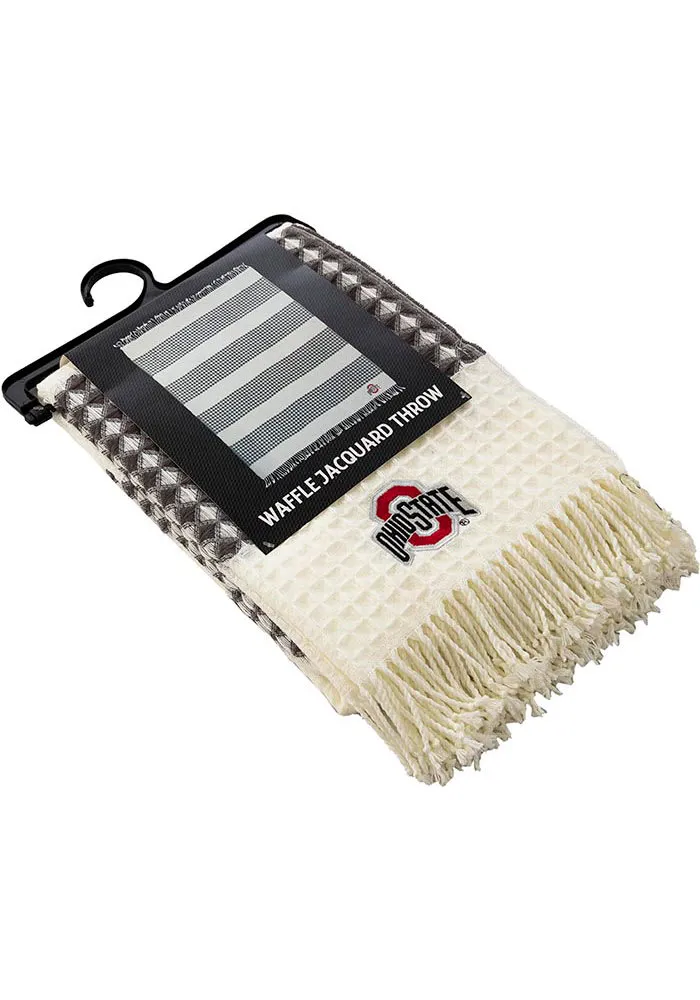 Ohio State Buckeyes Waffle Jacquard 50x60 Tapestry Blanket