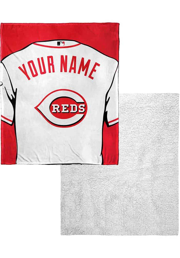 Cincinnati Reds Personalized Jersey Silk Touch Sherpa Blanket