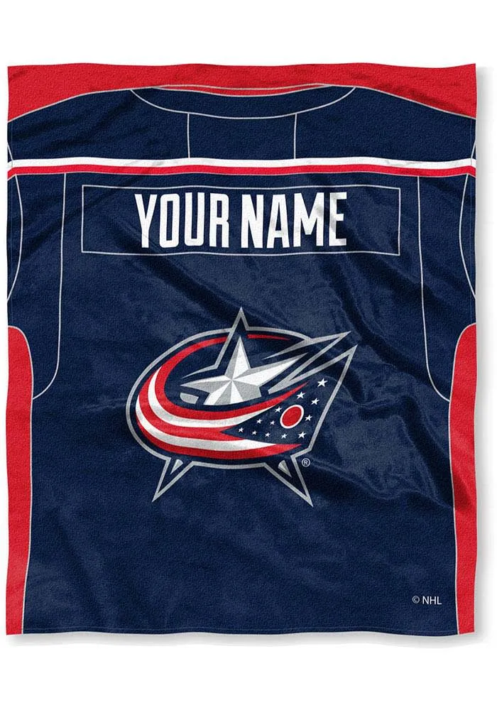 Columbus Blue Jackets Personalized Jersey Silk Touch Fleece Blanket