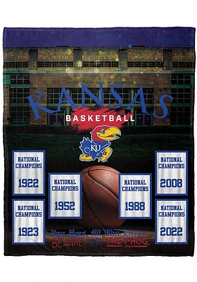 Kansas Jayhawks 50x60 HD Silk Touch Banner Fleece Blanket - Blue