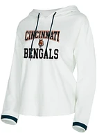 Cincinnati Bengals Womens White Borough Hooded Sweatshirt