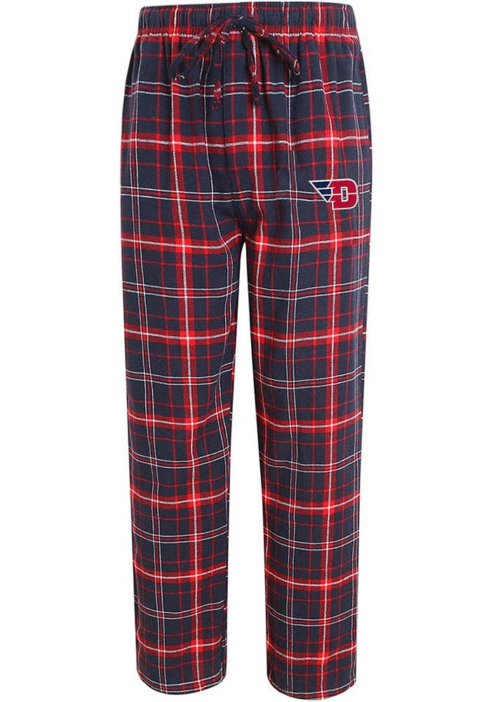 Dayton Flyers Mens Navy Blue Plaid Flannel Sleep Pants