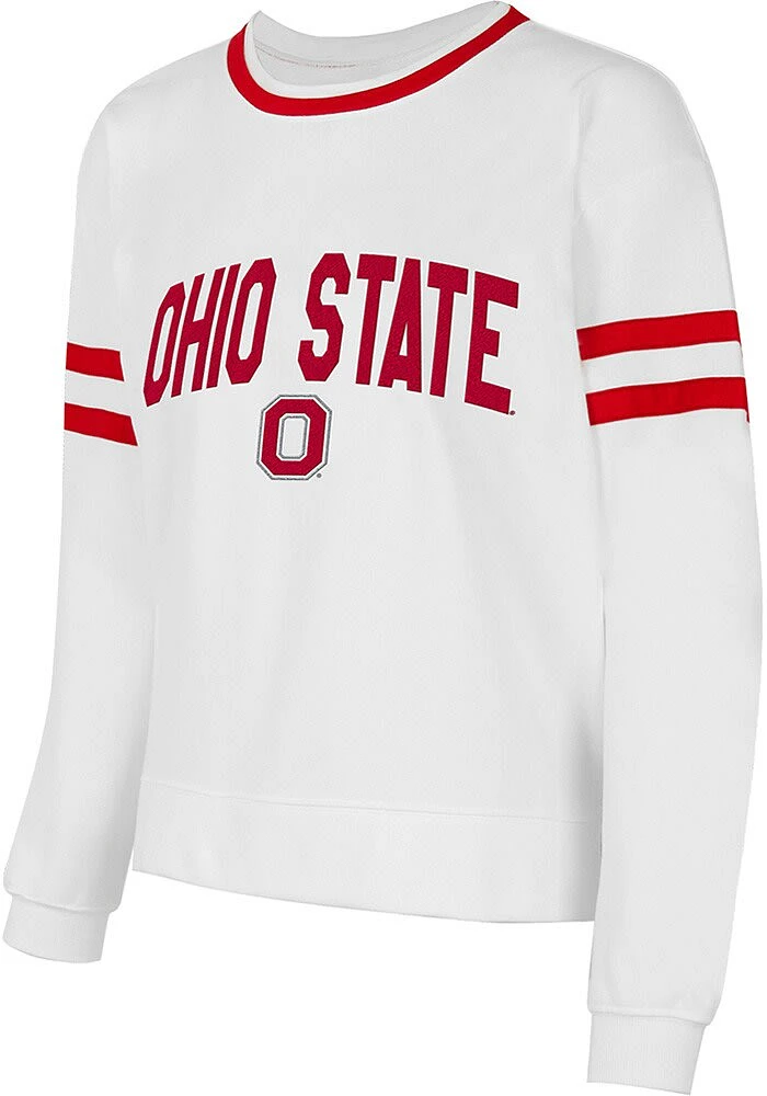 Ohio State Buckeyes Womens White Borough Crew Sweatshirt