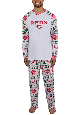 Concepts Sport Cincinnati Reds Mens White Holiday Tidings PJ Set