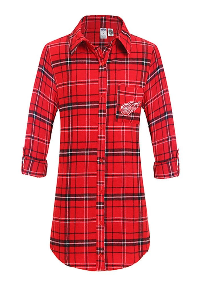 Concepts Sport Detroit Red Wings Womens Flannel Loungewear Sleep Shirt