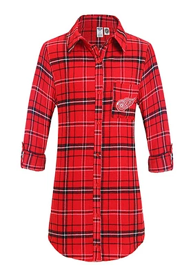 Concepts Sport Detroit Red Wings Womens Flannel Loungewear Sleep Shirt