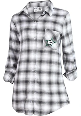 Concepts Sport Dallas Stars Womens Charcoal Plaid Forge Loungewear Sleep Shirt