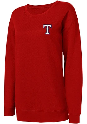 Texas Rangers Womens Red Lunar Quilted Crew Sweatshirt