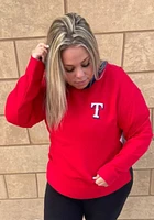 Texas Rangers Womens Red Lunar Quilted Crew Sweatshirt