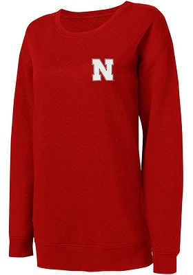 Nebraska Cornhuskers Womens Red Lunar Quilted Crew Sweatshirt