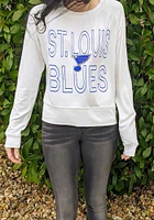 St Louis Blues Womens White Colonnade Crew Sweatshirt