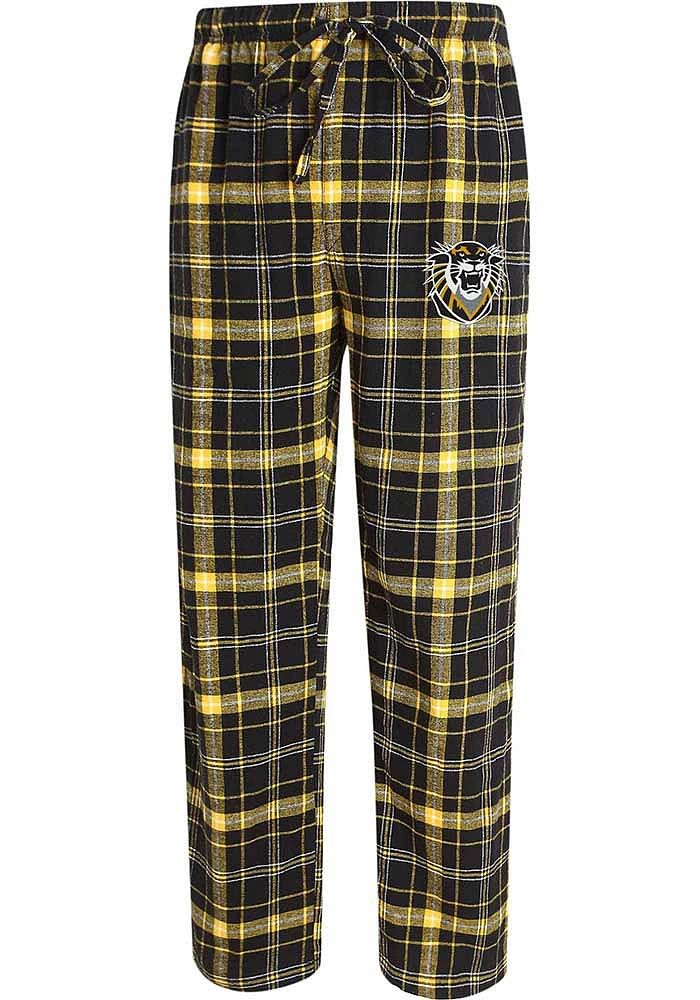 Fort Hays State Tigers Mens Black Plaid Flannel Sleep Pants