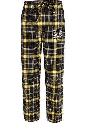 Fort Hays State Tigers Mens Black Plaid Flannel Sleep Pants