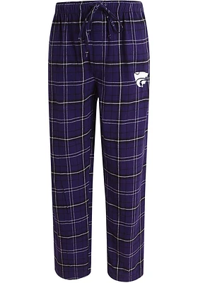 K-State Wildcats Mens Purple Plaid Flannel Sleep Pants
