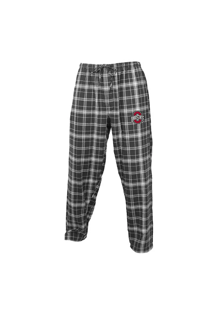 Ohio State Buckeyes Mens Charcoal Plaid Flannel Sleep Pants