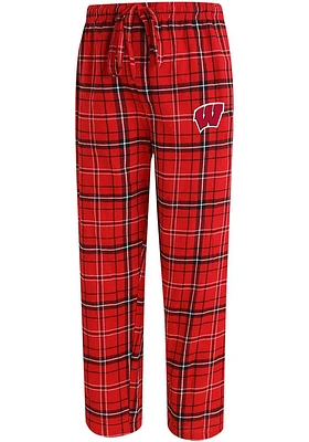 Wisconsin Badgers Mens Red Plaid Flannel Sleep Pants