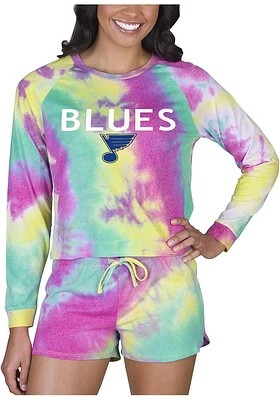 Concepts Sport St Louis Blues Womens Yellow Tie Dye Long Sleeve PJ Set
