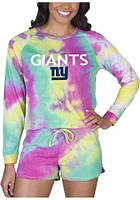 Concepts Sport New York Giants Womens Yellow Tie Dye Long Sleeve PJ Set