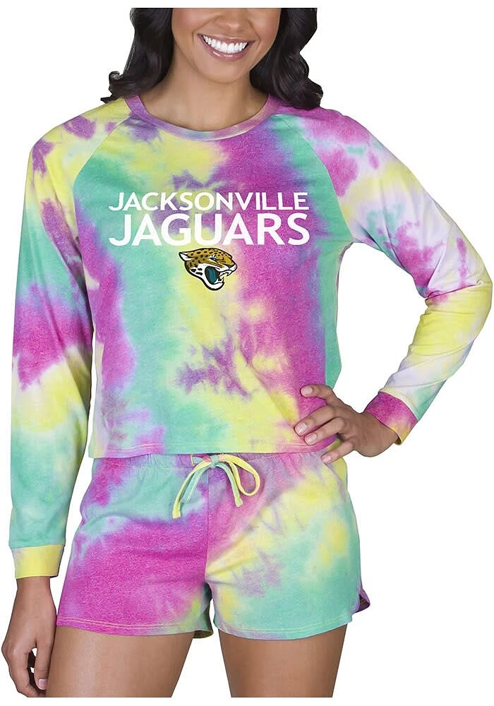 Concepts Sport Jacksonville Jaguars Womens Yellow Tie Dye Long Sleeve PJ Set