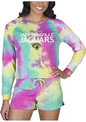 Concepts Sport Jacksonville Jaguars Womens Yellow Tie Dye Long Sleeve PJ Set