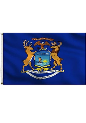 Michigan 3x5 Grommet Silk Screen Grommet Flag - Blue