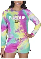 Womens Purdue Boilermakers Yellow Concepts Sport Tie Dye Long Sleeve PJ Set