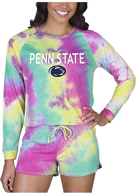 Concepts Sport Penn State Nittany Lions Womens Yellow Tie Dye Long Sleeve PJ Set