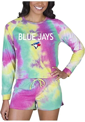 Concepts Sport Toronto Blue Jays Womens Yellow Tie Dye Long Sleeve PJ Set