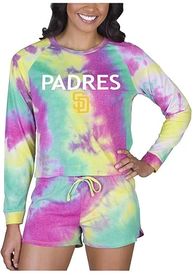 Concepts Sport San Diego Padres Womens Yellow Tie Dye Long Sleeve PJ Set
