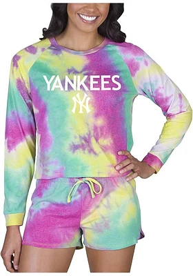 Concepts Sport New York Yankees Womens Pink Tie Dye Long Sleeve PJ Set