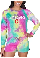 Concepts Sport Cleveland Guardians Womens Yellow Tie Dye Long Sleeve PJ Set