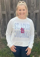 St Louis Cardinals Womens White Colonnade Crew Sweatshirt