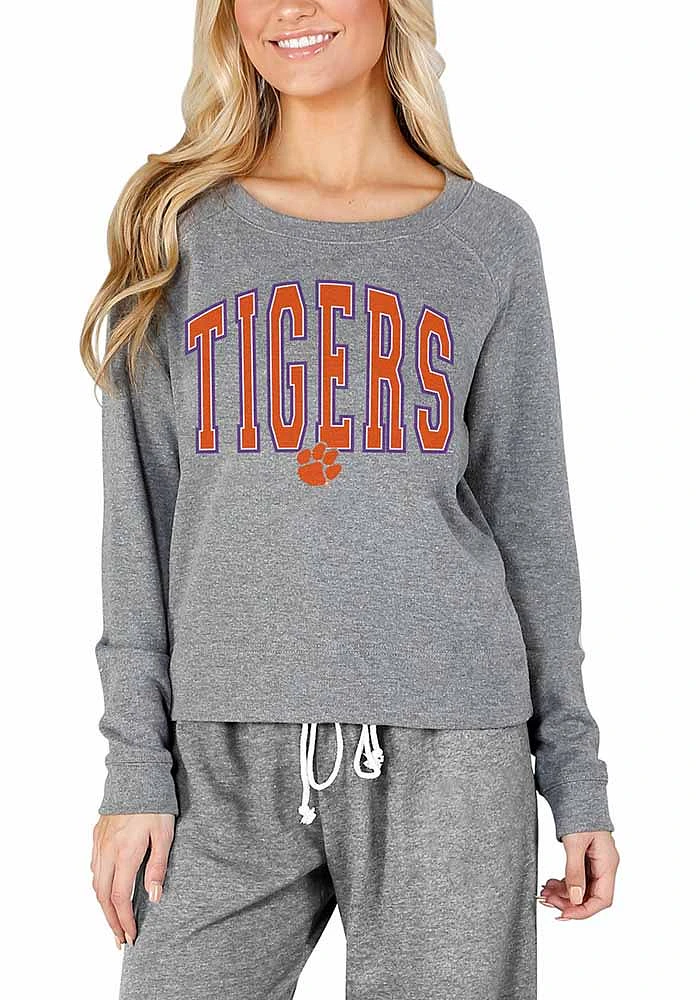 Concepts Sport Clemson Tigers Womens Grey Mainstream Crew Sweatshirt