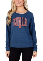Womens Illinois Fighting Illini Navy Blue Concepts Sport Mainstream Crew Sweatshirt