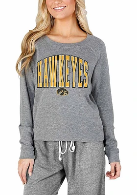 Womens Iowa Hawkeyes Grey Concepts Sport Mainstream Crew Sweatshirt