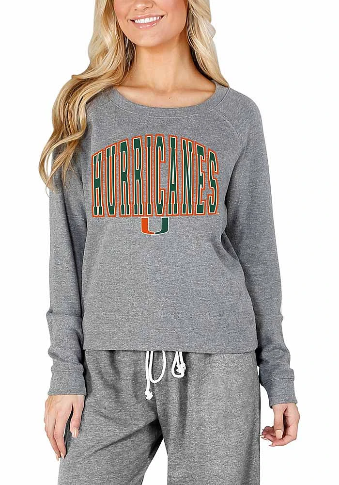 Concepts Sport Miami Hurricanes Womens Grey Mainstream Crew Sweatshirt