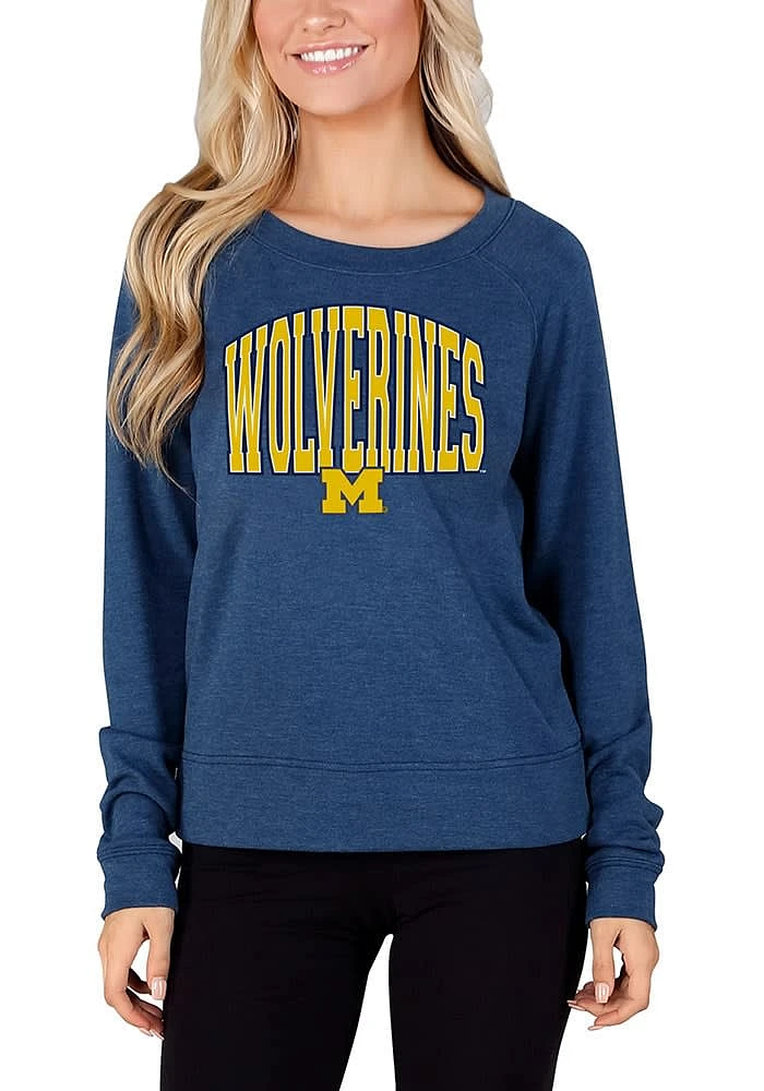 Concepts Sport Michigan Wolverines Womens Blue Mainstream Crew Sweatshirt